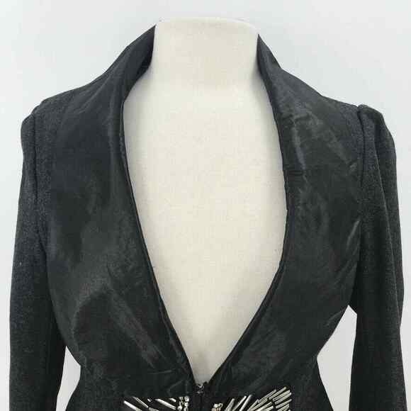 BKE Blazer Jacket Womens Medium Black Wool Blend Tuxedo Embellished Ladies - Picture 5 of 11